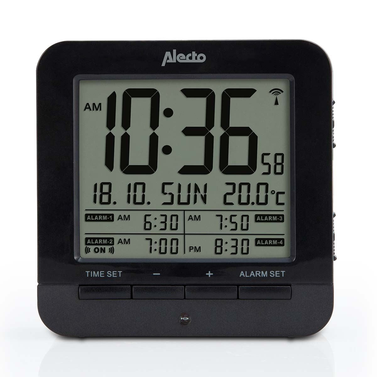 Alecto LCD Alarm Clock | Snooze | 4 Alarm Settings | with Indoor Thermometer | Black