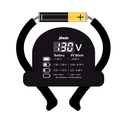 Alecto Digital LCD Battery tester for AA AAA C D 9V (PP3) & Button Cell Batteries | Black
