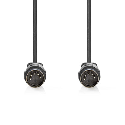 Nedis DIN Audio Cable | DIN 5-Pin Male | DIN 5-Pin Male | Nickel Plated | 1.00 m | Round | PVC | Black | Label