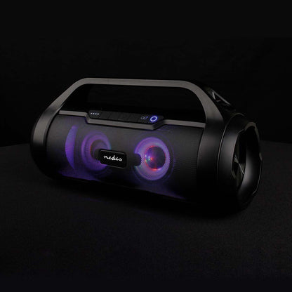 Nedis Bluetooth® Party Boombox | 6 hrs | 2.0 | 60 W | Media playback: AUX / Micro SD / USB | IPX5 | Linkable | Carrying handle | Party lights | Black