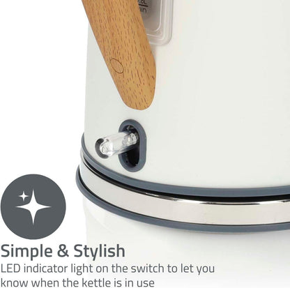 Nedis Electric Kettle | 1.7 l | Soft-Touch | White | Rotatable 360 degrees | Concealed heating element | Strix® controller | Boil-dry protection