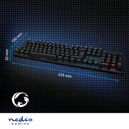 Nedis Wired Gaming Keyboard | USB Type-A | Mechanical Keys | LED | AZERTY | FR Layout | USB Powered | Power cable length: 1.50 m | Gaming