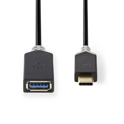 Nedis USB-C™ Adapter | USB 3.2 Gen 1 | USB-C™ Male | USB-A Female | 5 Gbps | 0.15 m | Round | Nickel Plated | PVC | Anthracite | Box