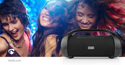 Nedis Bluetooth® Party Boombox | 9.5 hrs | 2.1 | 120 W | Media playback: AUX | IPX5 | Linkable | Carrying handle | Party lights | Black