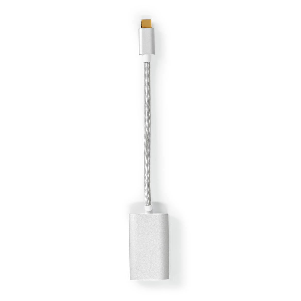 Nedis USB-C™ Adapter | USB 3.2 Gen 1 | USB-C™ Male | DisplayPort Female / USB-C™ Female | 4K@60Hz | Power delivery | 0.20 m | Round | Gold Plated | Braided / Nylon | Silver | Cover Window Box