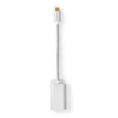 Nedis USB-C™ Adapter | USB 3.2 Gen 1 | USB-C™ Male | DisplayPort Female / USB-C™ Female | 4K@60Hz | Power delivery | 0.20 m | Round | Gold Plated | Braided / Nylon | Silver | Cover Window Box