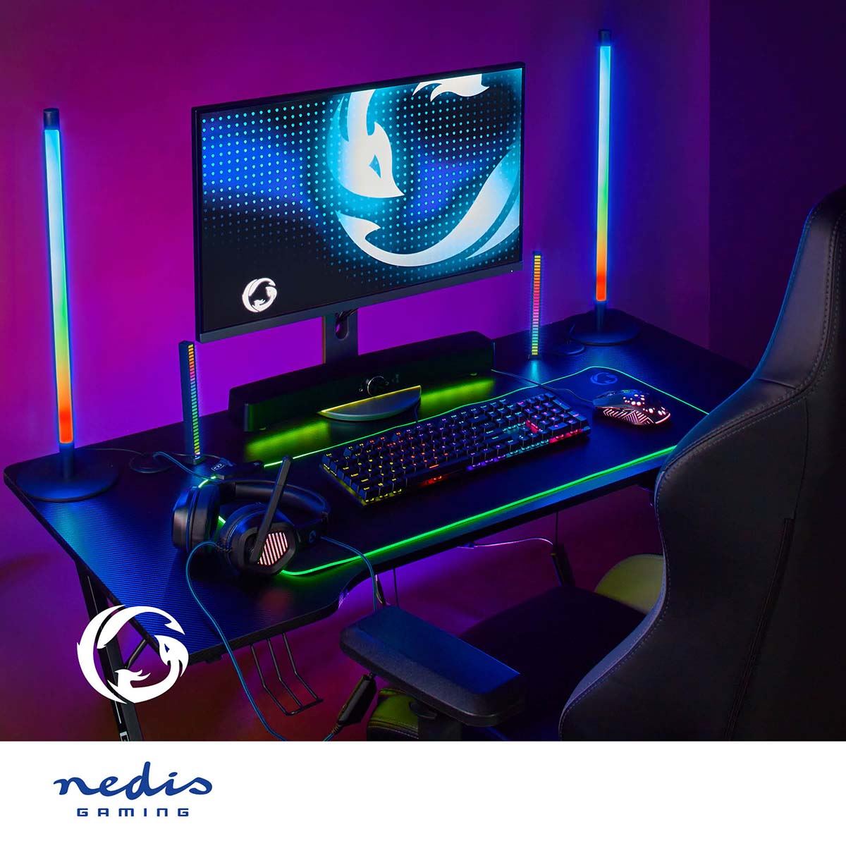 Nedis Gaming Light | RGB | Battery Powered | Used for: Desktop / Notebook | Black
