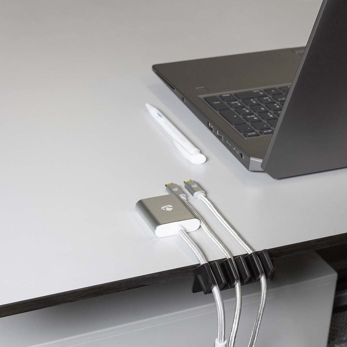 Nedis CMGC21052BK | Cable Management | Cable Clip | Click and Go | 2 pcs | Number of slots: 5 Slots | Maximum cable thickness: 7.1 mm | Polypropylene | Black