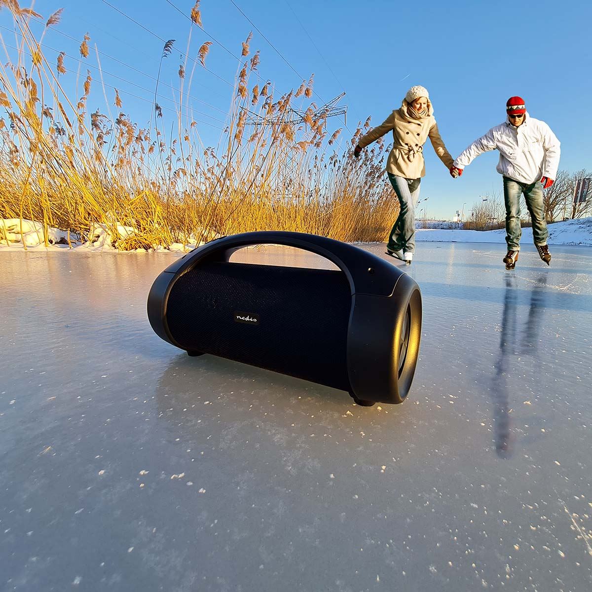 Nedis Bluetooth® Party Boombox | 6 hrs | 2.0 | 50 W | Media playback: AUX / USB | IPX5 | Linkable | Carrying handle | Party lights | Black