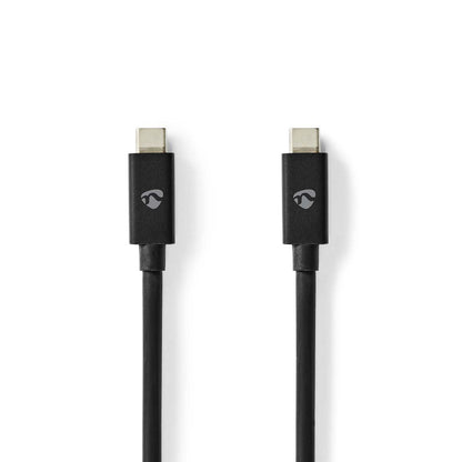Nedis USB Cable | USB 4.0 Gen 3x2 | USB-C™ Male | USB-C™ Male | 240 W | 8K@60Hz | 40 Gbps | Nickel Plated | 1.00 m | Round | PVC | Black | Box | 87.946.484