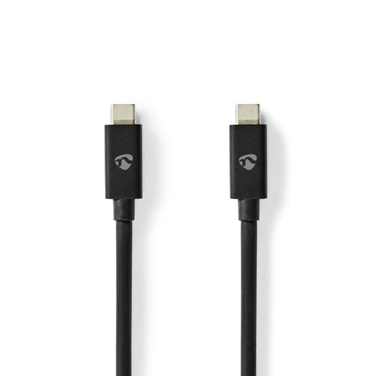 Nedis USB Cable | USB 4.0 Gen 3x2 | USB-C™ Male | USB-C™ Male | 240 W | 8K@60Hz | 40 Gbps | Nickel Plated | 1.00 m | Round | PVC | Black | Box | 87.946.484