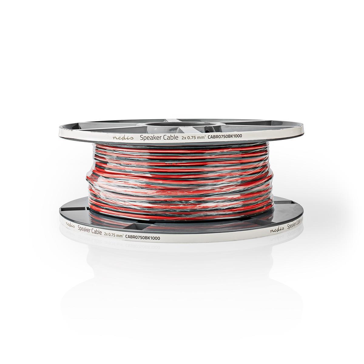 Nedis Speaker Cable | 2 x 0.75 mm² | Copper | 100.0 m | Round | PVC | Black / Red | Reel