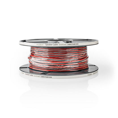 Nedis Speaker Cable | 2 x 0.75 mm² | Copper | 100.0 m | Round | PVC | Black / Red | Reel