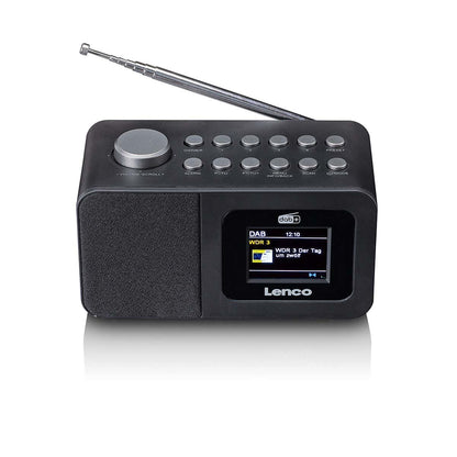 Lenco DAB+/FM Radio Alarm Clock with LCD Colour display, Sleep timer, and Dual Alarm function - Black