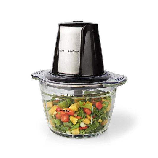 Gastronoma 18210101 | Mini Food Chopper | 500 W | 1000 ml | Glass Bowl | 1-Speed | Black / Stainless Steel