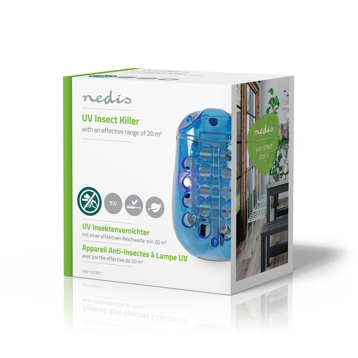 Nedis EU Travel Insect Stop Light Trap | 1 W | Lamp type: LED Light | Effective range: 20 m² | Blue / White