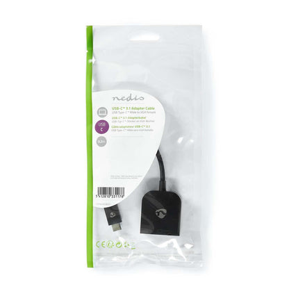 Nedis USB-C™ Adapter | USB 3.2 Gen 1 | USB-C™ Male | VGA Female | 1920x1200 | 5 Gbps | 0.20 m | Round | Nickel Plated | PVC | Black | Polybag