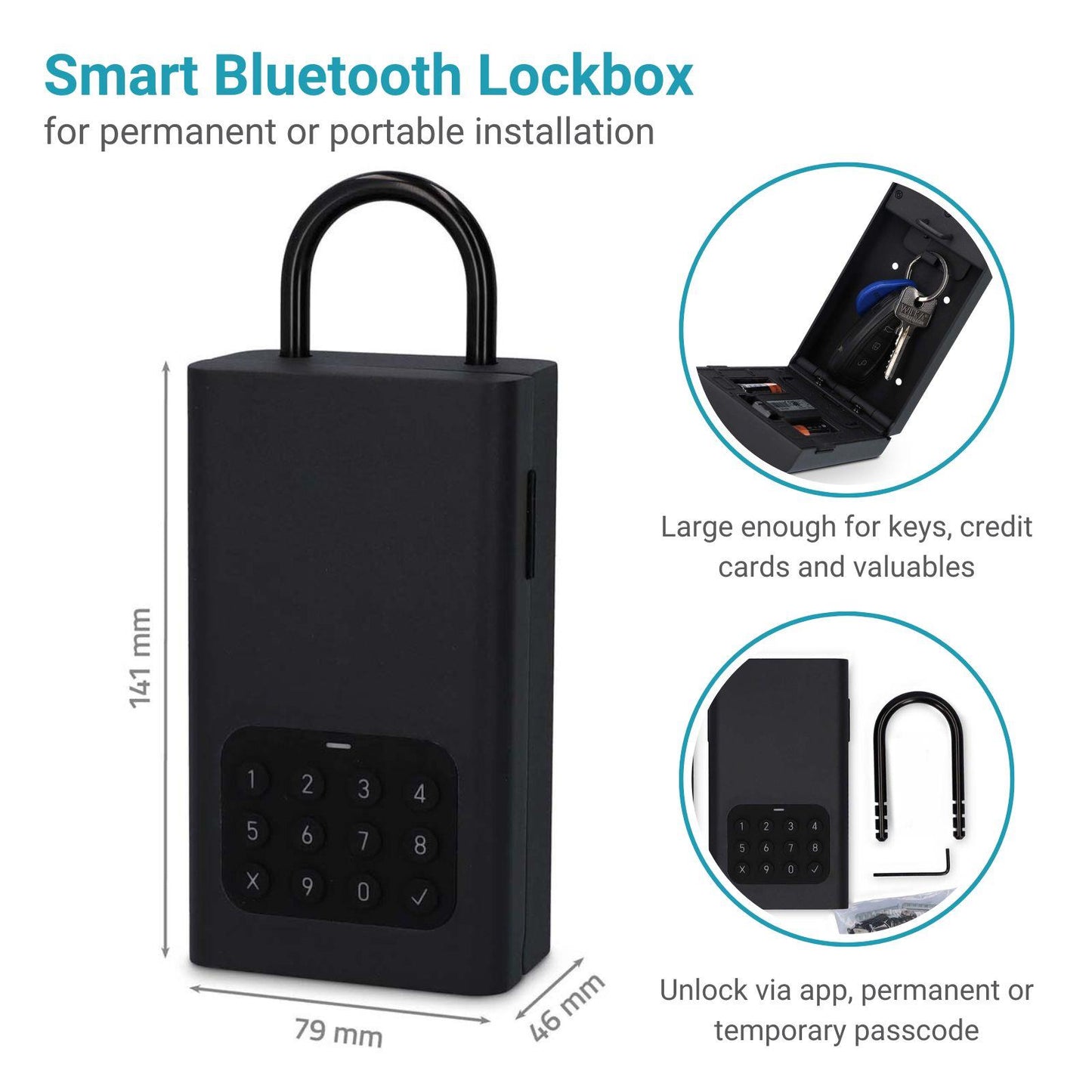 Nedis SmartLife Key Box | Key Safe | Bluetooth® | Outdoor | Key Lock | IPX5 | Black