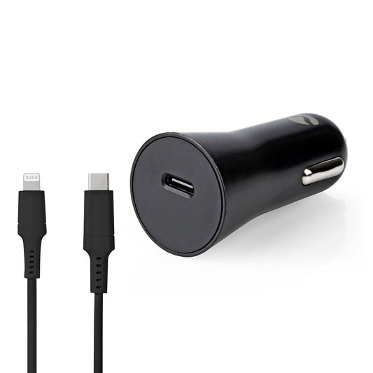 Nedis Car Charger | 20 W | 1.67 / 2.22 / 3.0 A | Number of outputs: 1 | Port type: USB-C™ | Lightning 8-Pin (Loose) Cable | 1.00 m | Automatic Voltage Selection