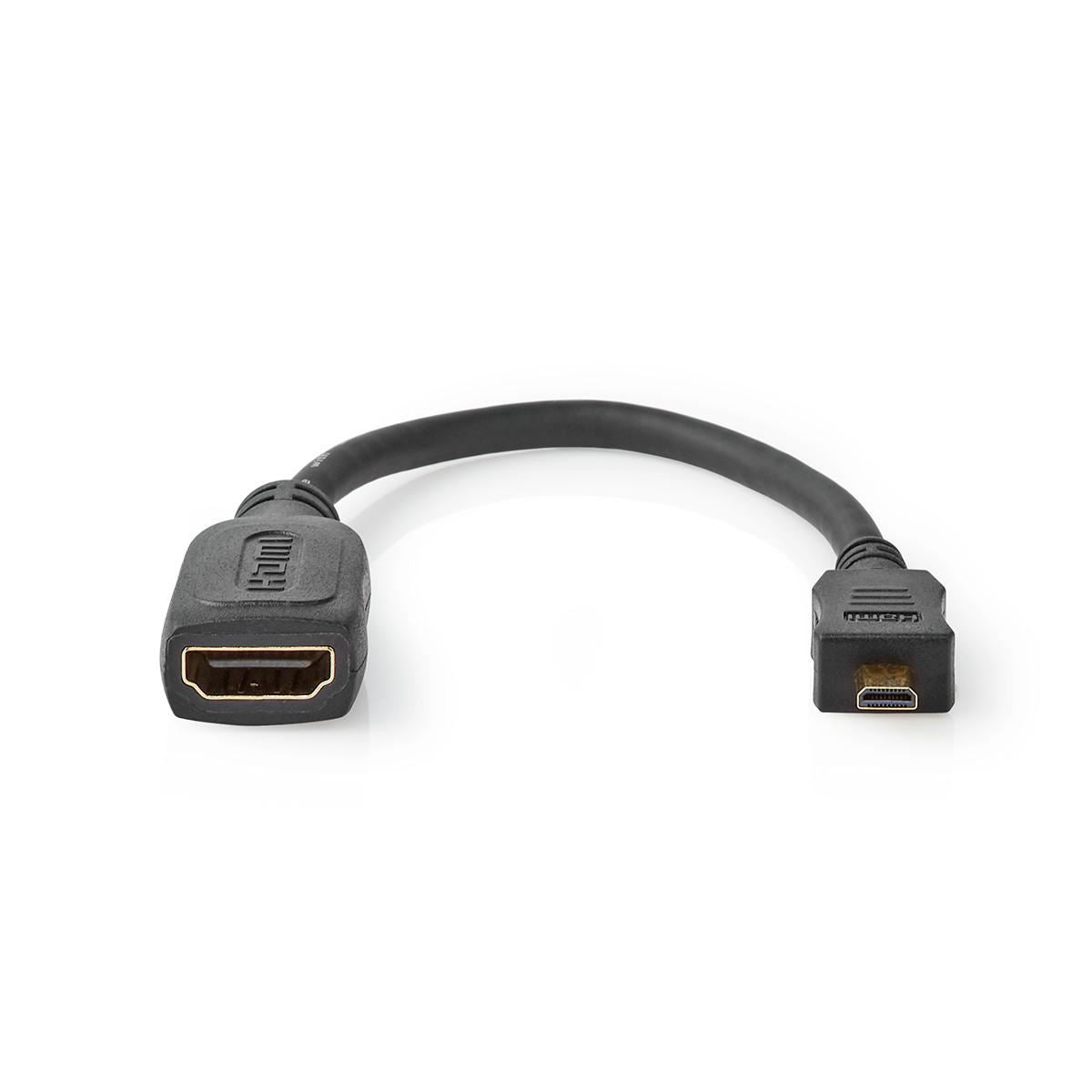 Nedis High Speed HDMI™ Cable with Ethernet | HDMI™ Micro Connector | HDMI™ Output | 4K@30Hz | 10.2 Gbps | 0.20 m | Round | ABS / PVC | Black | Tag