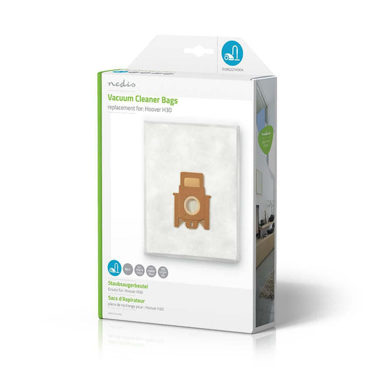 Nedis DUBG221HOO4 | Vacuum Cleaner Bag | 4 pcs | Synthetic | Most sold for: Hoover H30 | White