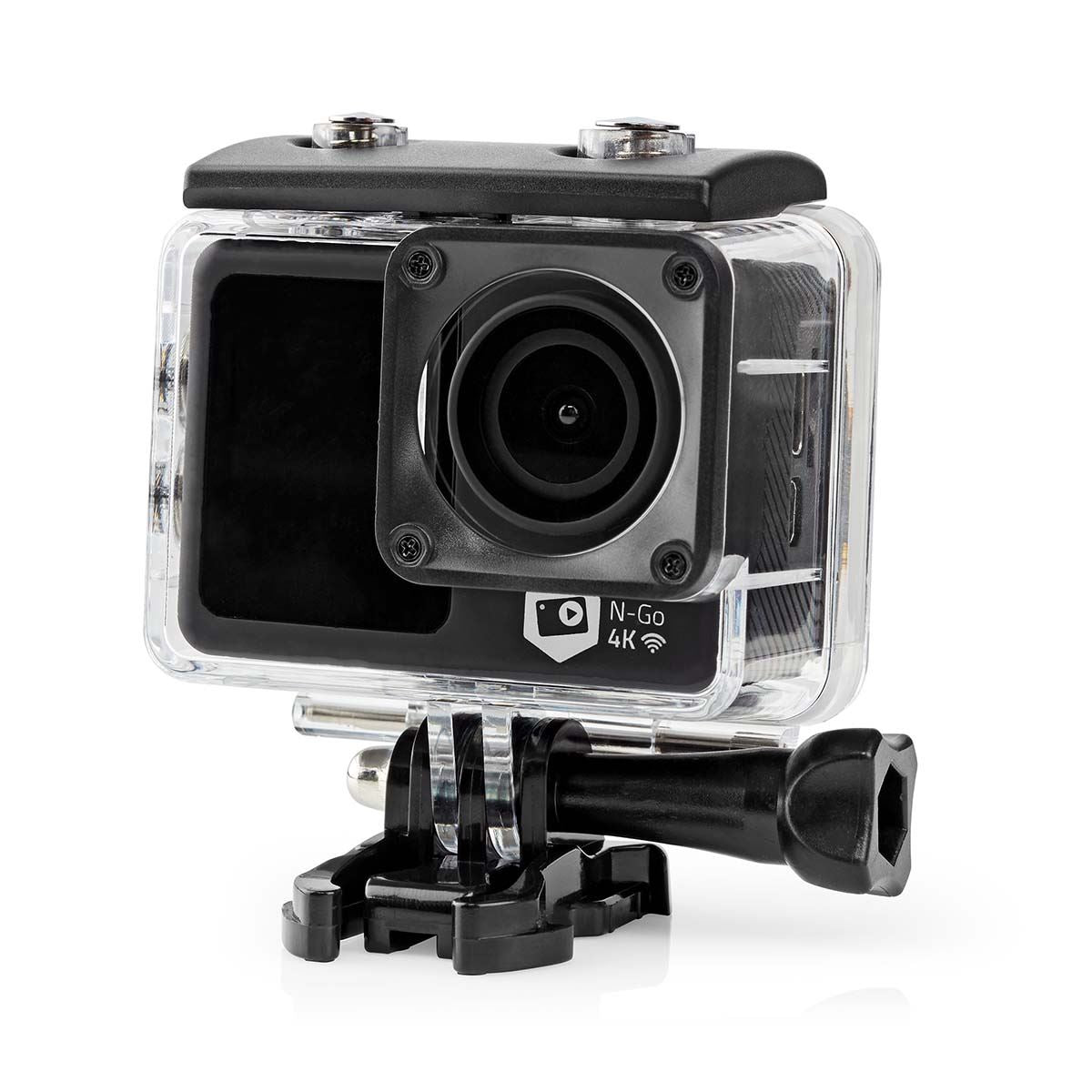 Nedis Action Cam | Dual Screen | 4K@30fps | 16 MPixel | Waterproof up to: 30.0 m | 90 min | Wi-Fi | App available for: Android™ / IOS | Mounts included | Black