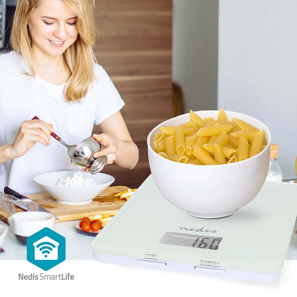 Nedis SmartLife Kitchen Scale | Bluetooth® | Glass / Plastic | White