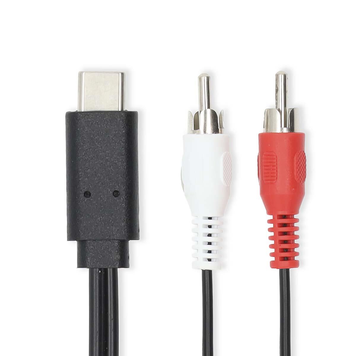 Nedis USB-C™ Adapter | USB 3.2 Gen 1 | USB-C™ Male | 2x RCA Male | 1.00 m | Round | Nickel Plated | PVC | Black | Label