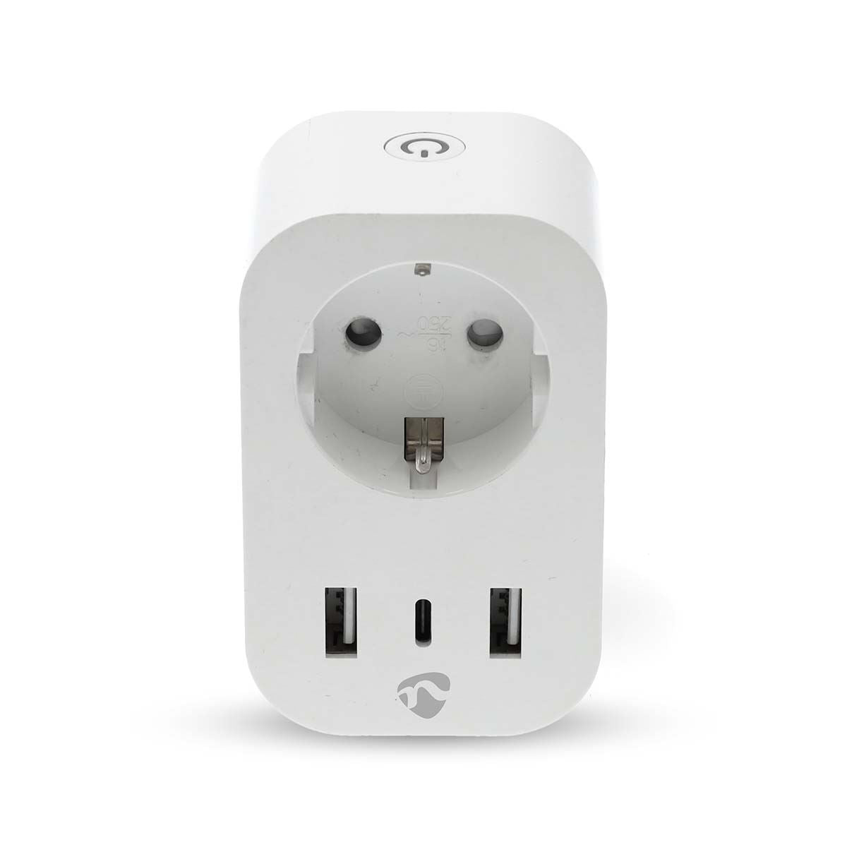 Nedis SmartLife Smart Plug | Wi-Fi | IP21 | Power meter | 3680 W | Type E (CEE 7/6) / 1x USB-C™ / 2x USB | 0 - 55 °C | Android™ / IOS | White | 1 pcs