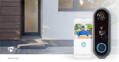 Nedis SmartLife Video Doorbell | Wi-Fi | Battery Powered | Full HD 1080p | Cloud Storage (optional) / microSD (not included) | IP54 | With motion sensor | Night vision | Grey