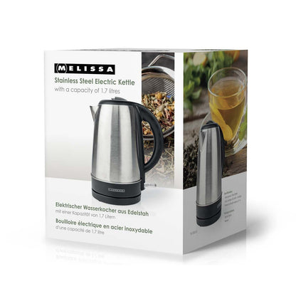 MELISSA Electric Kettle | 1.7 l | 2200 W | Stainless steel | 360° Rotating Base | Concealed Heating Element | Strix® controller | Boil-dry Protection