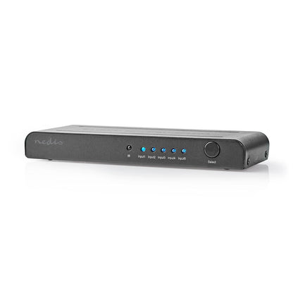 Nedis HDMI™ Switch | 5 port(s) | 5x HDMI™ Input | 1x HDMI™ Output | 4K@60Hz | 18 Gbps | Remote controlled | Metal | Anthracite