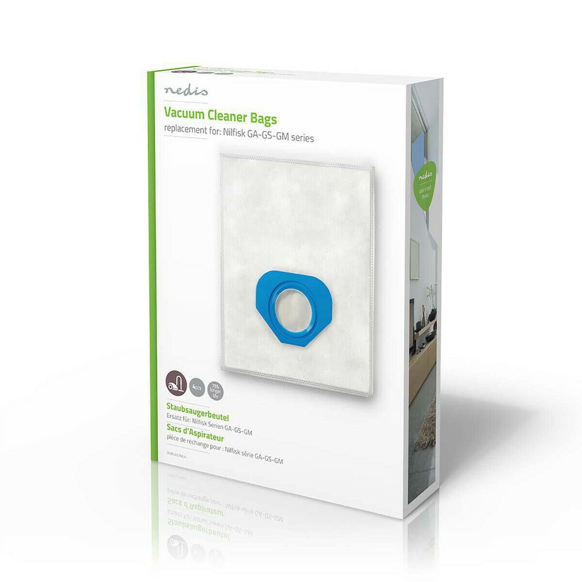 Nedis DUBG222NIL4 | Vacuum Cleaner Bag | 4 pcs | Synthetic | Most sold for: Nilfisk | White