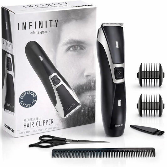 MELISSA Hair Clippers | Rechargeable 8 Hour Run-Time | with Scissors & 2 Distance Combs | 3W | Black