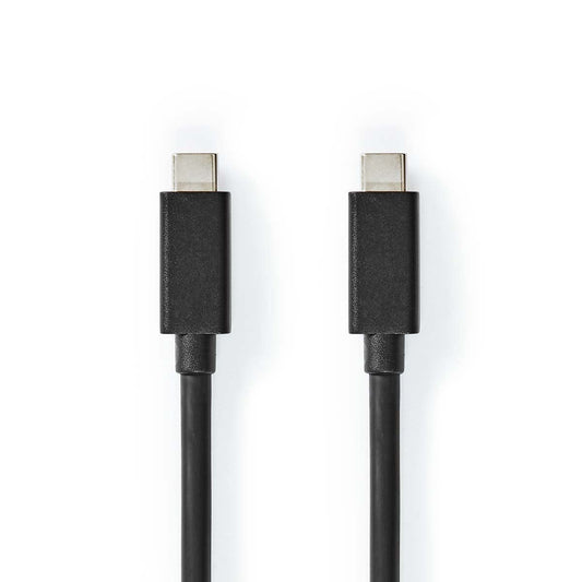 Nedis USB Cable | USB 3.2 Gen 2 | USB-C™ Male | USB-C™ Male | 100 W | 4K@60Hz | 20 Gbps | Nickel Plated | 1.00 m | Round | PVC | Black | Box