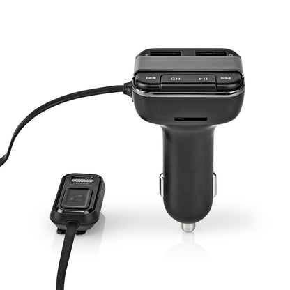 Nedis Car FM Transmitter | Fixed | Hands free calling | 0.8 " | LED Screen | Bluetooth® | 5.0 V DC / 1.0 A / 5.0 V DC / 2.4 A | Google Assistant / Siri | Black / Grey