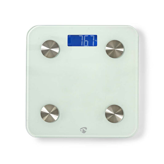 Nedis SmartLife Personal Scale | Wi-Fi | BMR / Bones / Fat / Muscles / Water / Weight | 8 | Peak load: 180 kg | Android™ / IOS | Glass | White