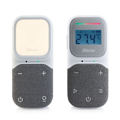 Alecto DBX140 | Modern Full Eco Audio baby monitor with crystal-clear DECT sound quality, display and night light White / Grey