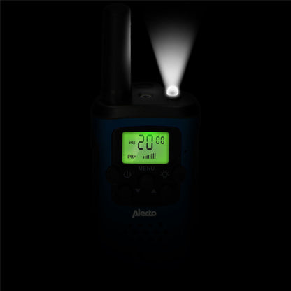 Alecto Walkie-Talkie Set | 2 Handsets | Up to 7 km | Frequency channels: 8 | VOX | up to 3 Hours | Black / Blue