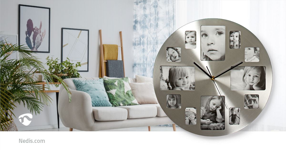 Nedis Wall Clock | Diameter: 400 mm | Metal | Silver