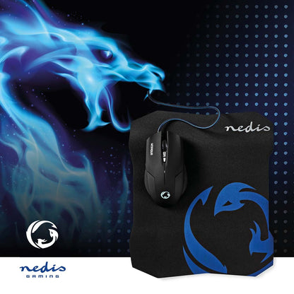Nedis Gaming Mouse & Mouse Pad Set | Wired | 800 / 1200 / 1600 dpi | Adjustable DPI | Number of buttons: 6 | Right-Handed | 1.50 m | Normal Lighting