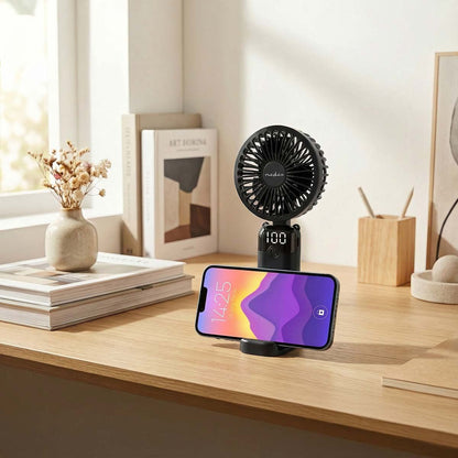 Nedis FNHH3BOX2 | Hand Fan | 90 mm | 6-Speed Settings | 6 Units including Display | Black