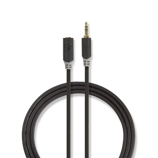 Nedis Stereo Audio Cable | 3.5 mm Male | 3.5 mm Female | Gold Plated | 3.00 m | Round | Anthracite | Box