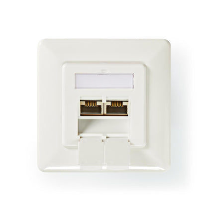 Nedis Network Wall Box | In-Wall | 2 port(s) | CAT6a | Straight | Female | Gold Plated | PVC | White | Envelope