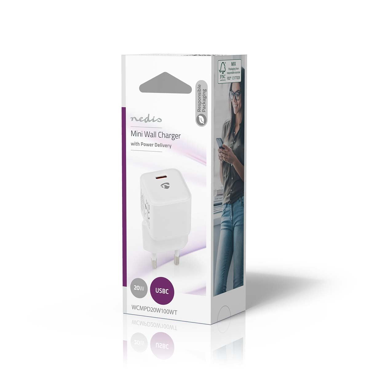 Nedis Wall Charger | Quick charge feature | 1.67 / 2.22 / 3.0 A | Number of outputs: 1 | USB-C™ | Automatic Voltage Selection | White