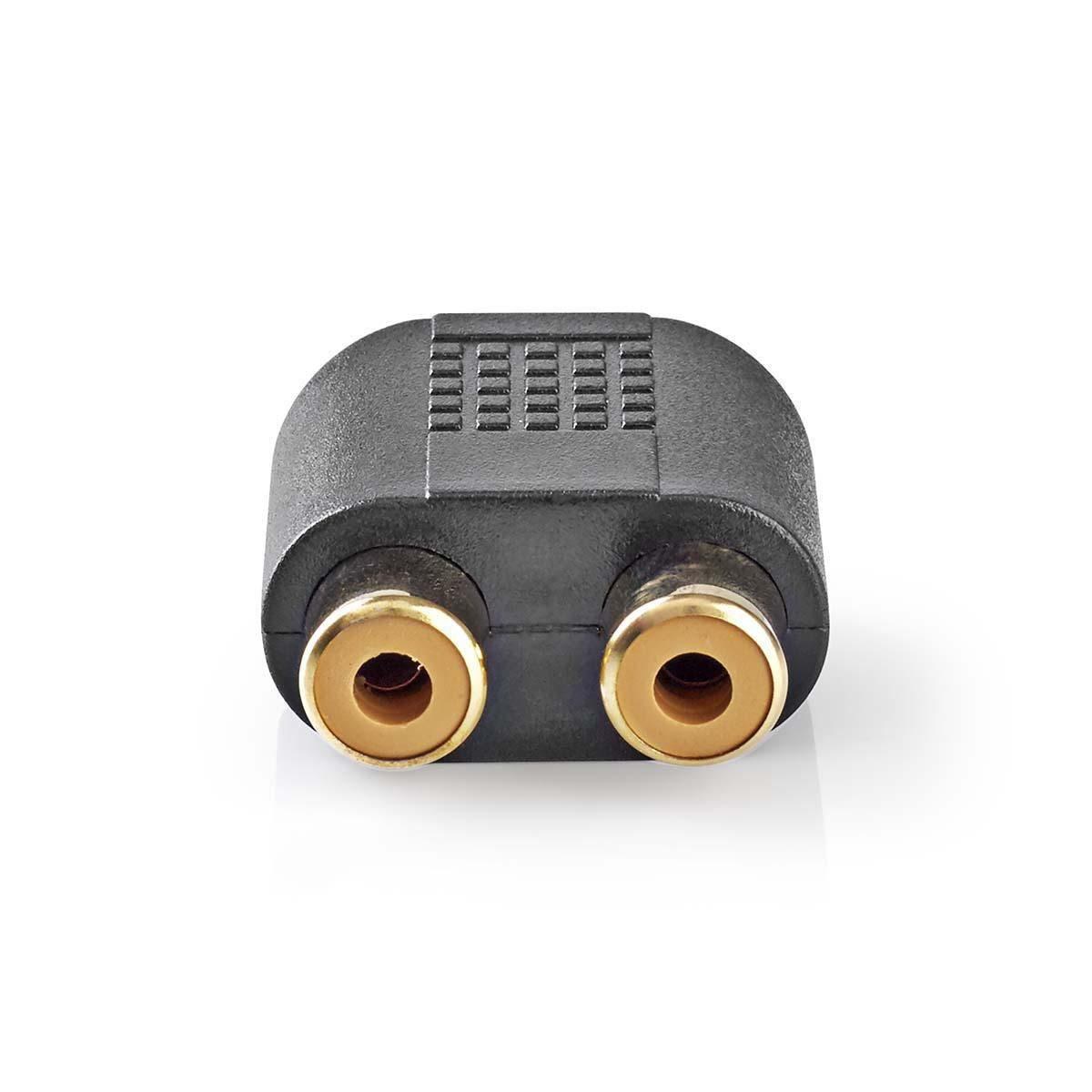 Nedis CAGP22940BKG | Stereo Audio Adapter | 3.5 mm Male | 2x RCA Female | Gold Plated | Straight | ABS | Black | 10 pcs | Envelope