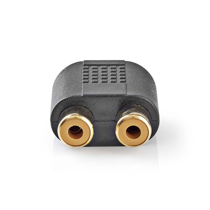 Nedis CAGP22940BKG | Stereo Audio Adapter | 3.5 mm Male | 2x RCA Female | Gold Plated | Straight | ABS | Black | 10 pcs | Envelope