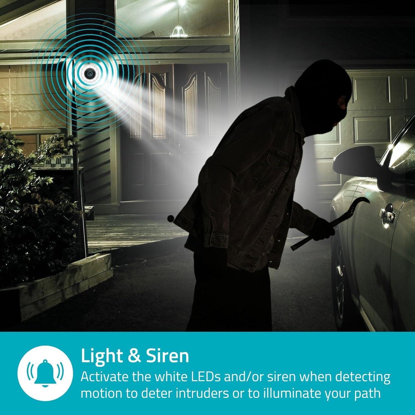 Nedis SmartLife Outdoor Camera | Spotlight | 3MP Full HD 1296p | IP65 | Cloud Storage (optional) / microSD (not included) / Onvif | 5 V DC | With motion sensor | Night vision | White