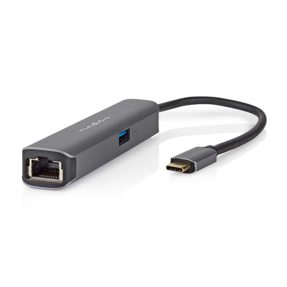 Nedis USB Multi-Port Adapter | USB 3.2 Gen 1 | USB-C™ Male | HDMI™ Output / RJ45 Female / USB-A Female / USB-C™ Female | 5 Gbps | 0.20 m | Round | Gold Plated | PVC | Anthracite | Box