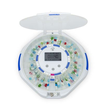 Nedis SmartLife Pill Dispenser | Wi-Fi | 28 Compartments | Number of alarmtimes: 9 Alarm Times Per Day | Beep / Light / Voice | LCD display | White